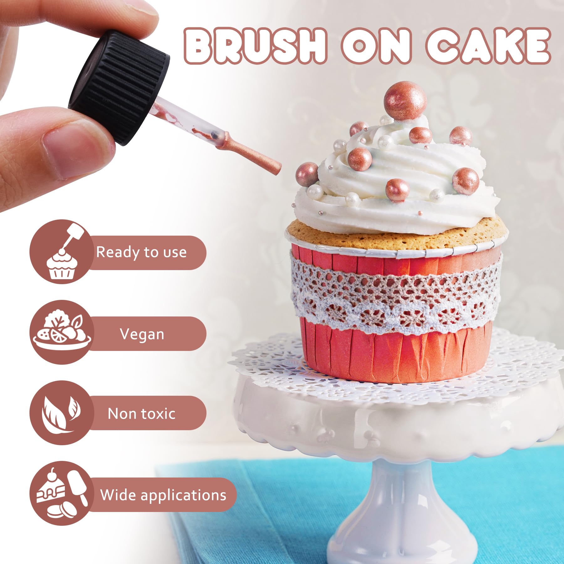Limino blue metallic glitter paint creates a cool, starry finish on cupcakes.