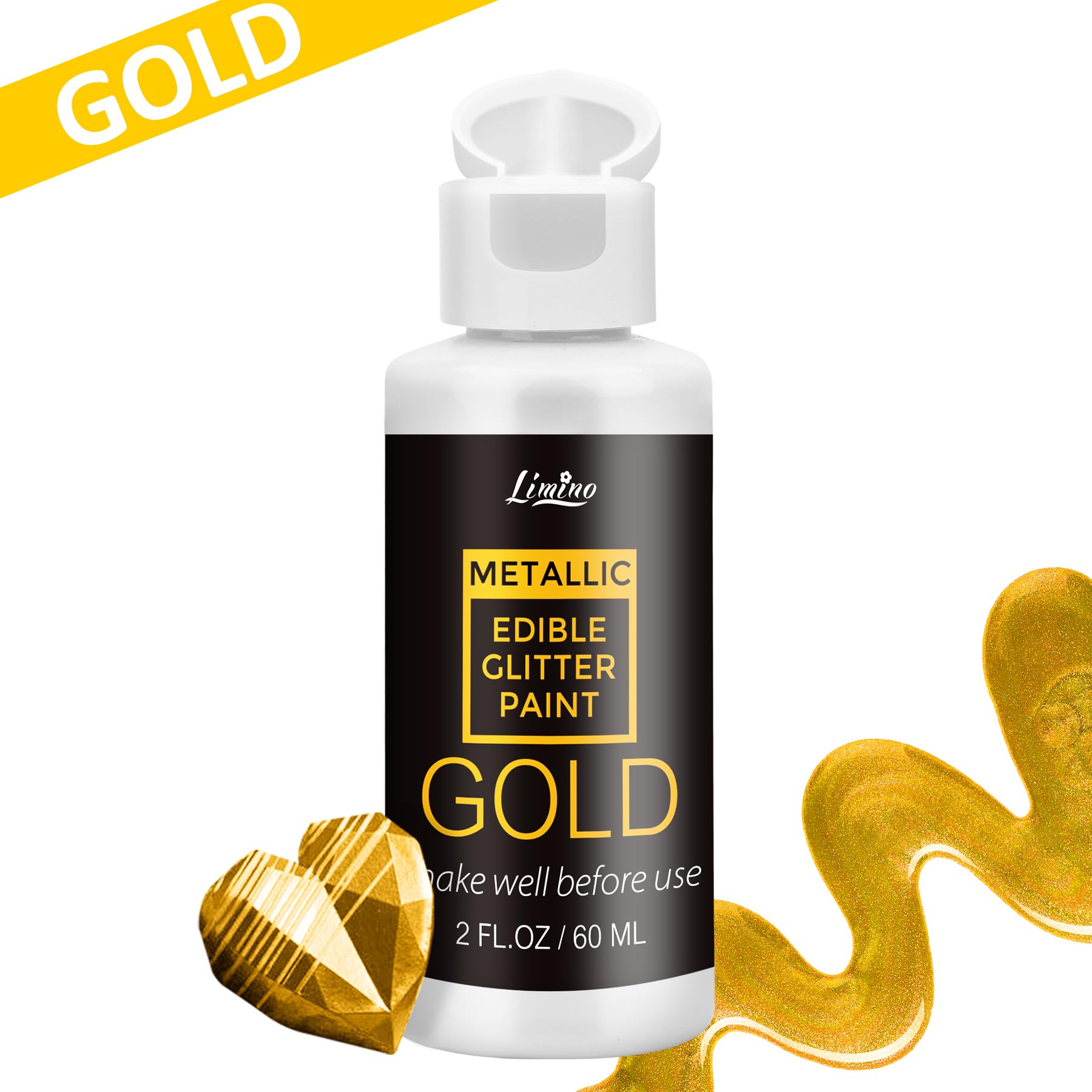 Limino edible glitter paint gold application enables controlled shimmer on pastries.