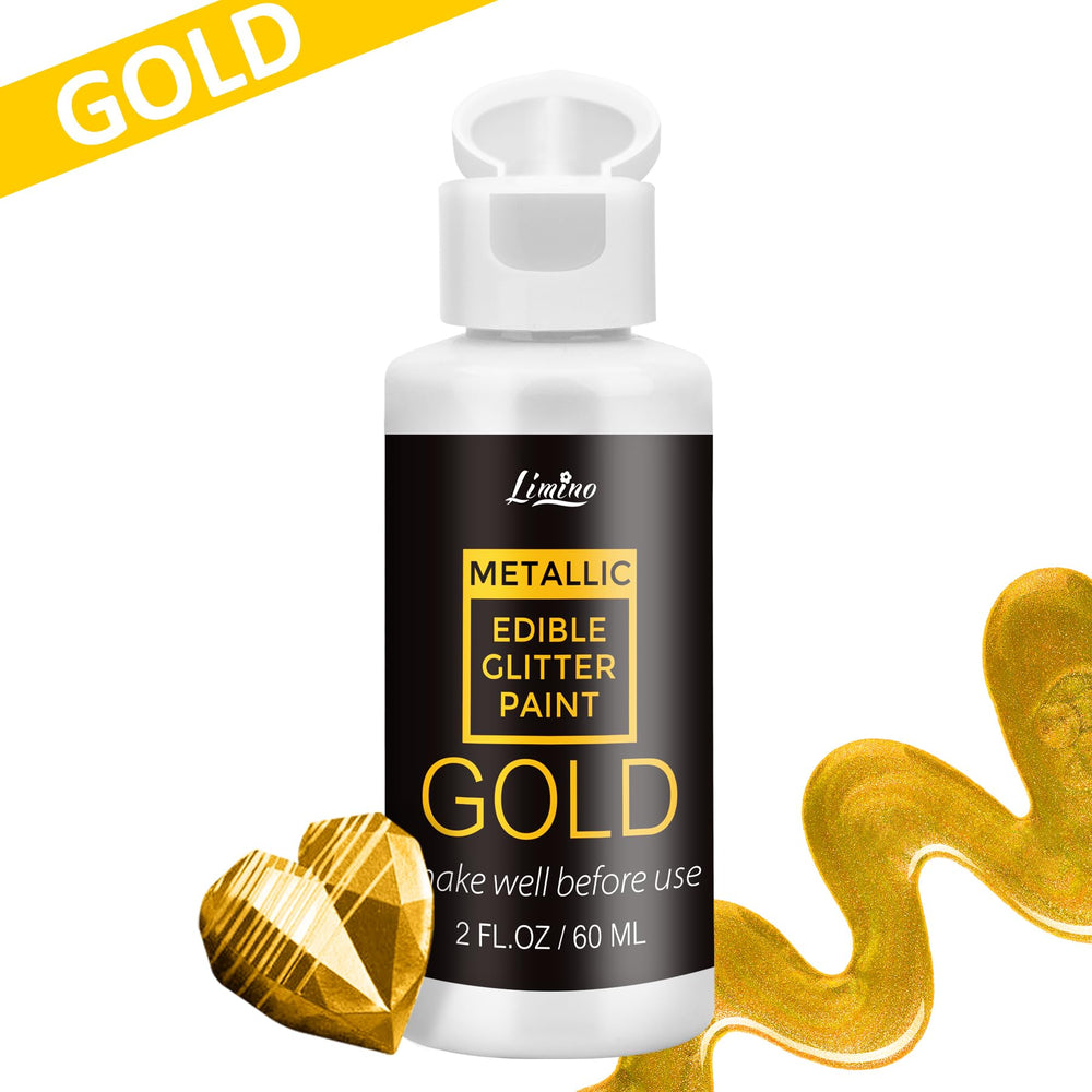Limino edible glitter paint gold application enables controlled shimmer on pastries.