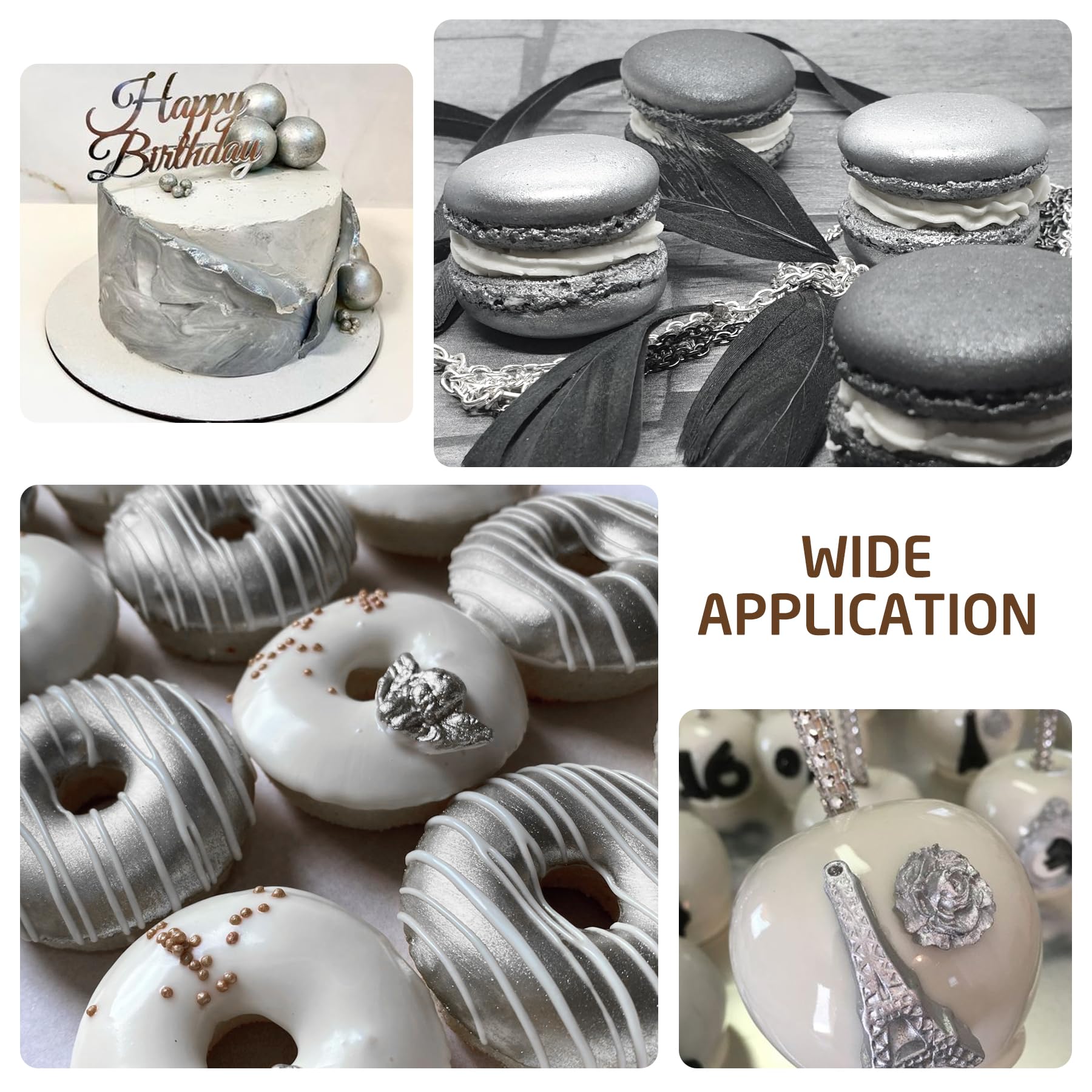 Limino Edible Glitter Paint silver brush lets you craft fondant details.