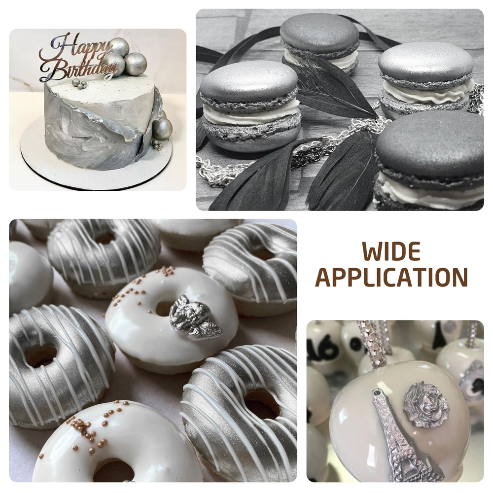 Limino Edible Glitter Paint silver brush lets you craft fondant details.