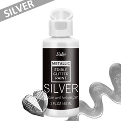 Limino Edible Glitter Paint silver drop enables precise pastry decoration.