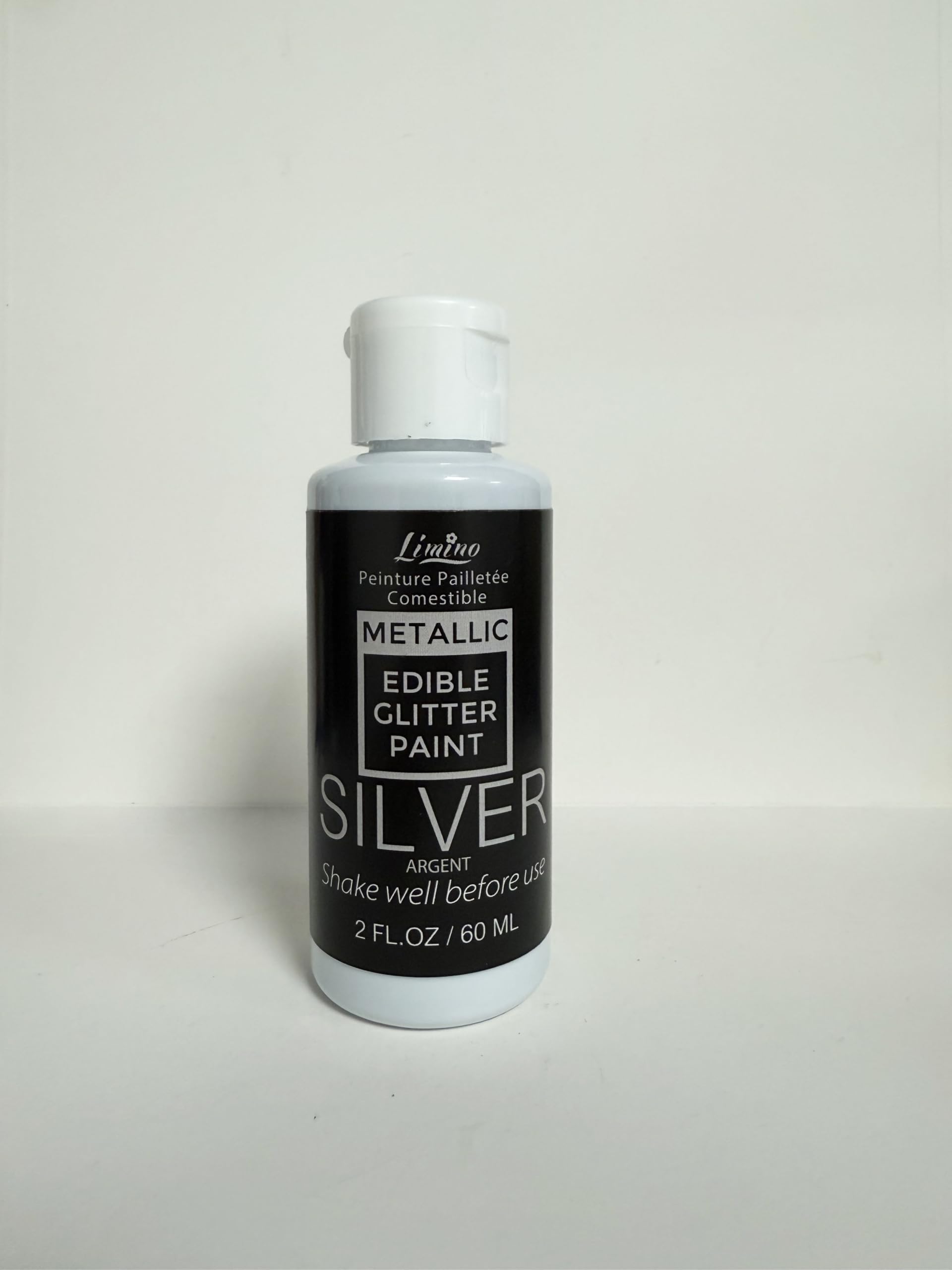 Limino Edible Glitter Paint silver macarons highlight with luxe shimmer.
