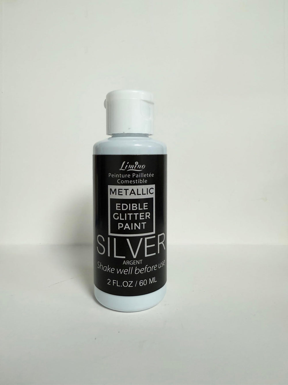 Limino Edible Glitter Paint silver macarons highlight with luxe shimmer.