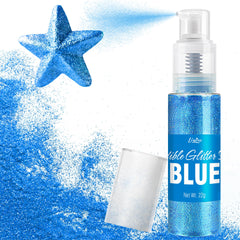 Limino edible glitter spray blue bottle closeup for dazzling drinks and desserts.
