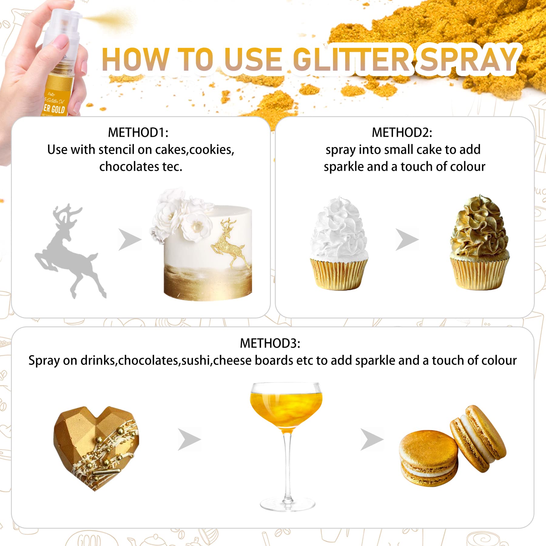 Limino edible glitter spray blue wine glass for luxurious sparkle.