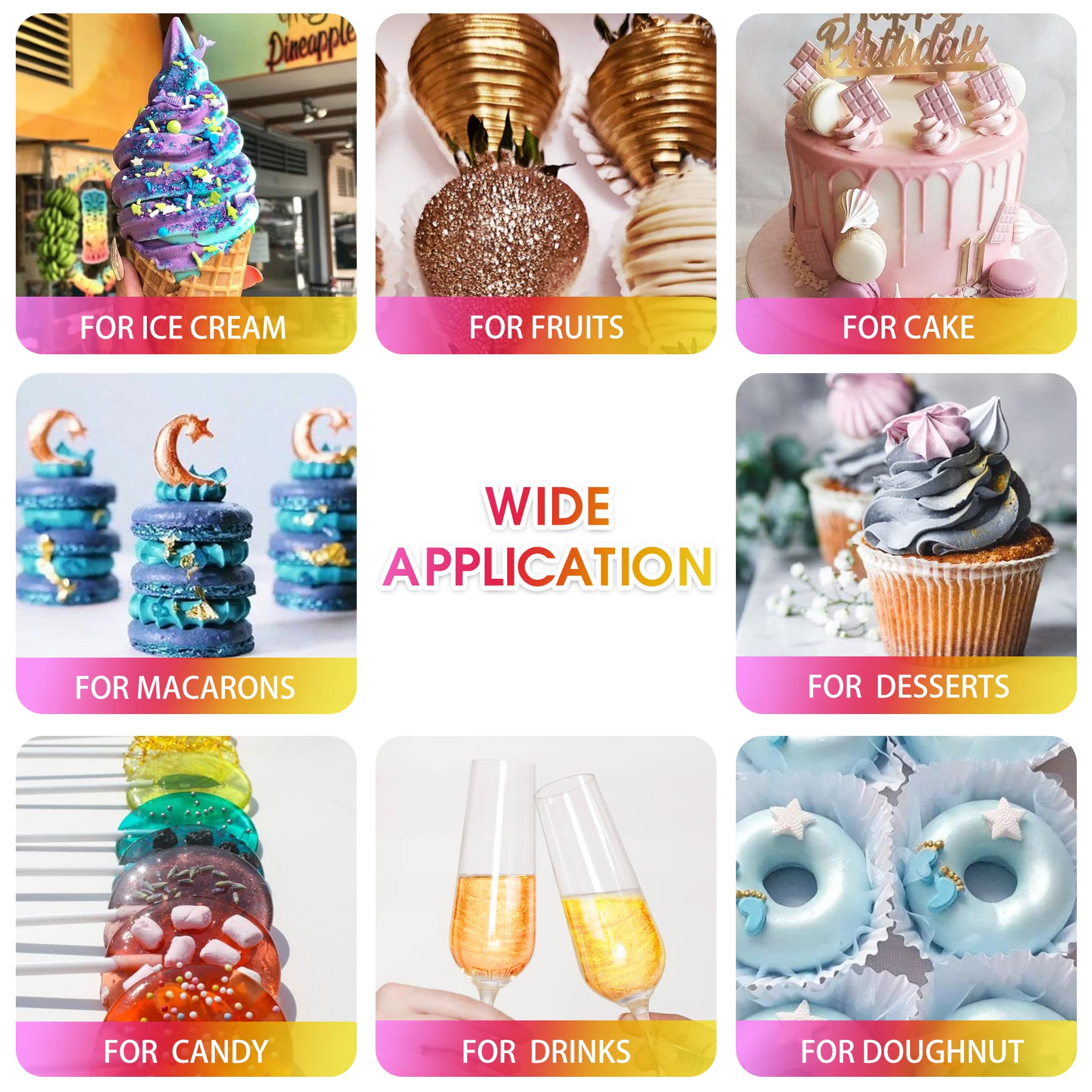 Cake decorating with Limino gold glitter spray for luxurious finish.
