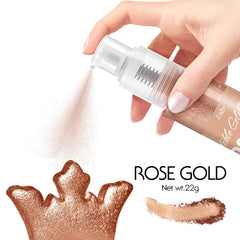 Limino Edible Glitter Spray on cake creates a metallic finish.