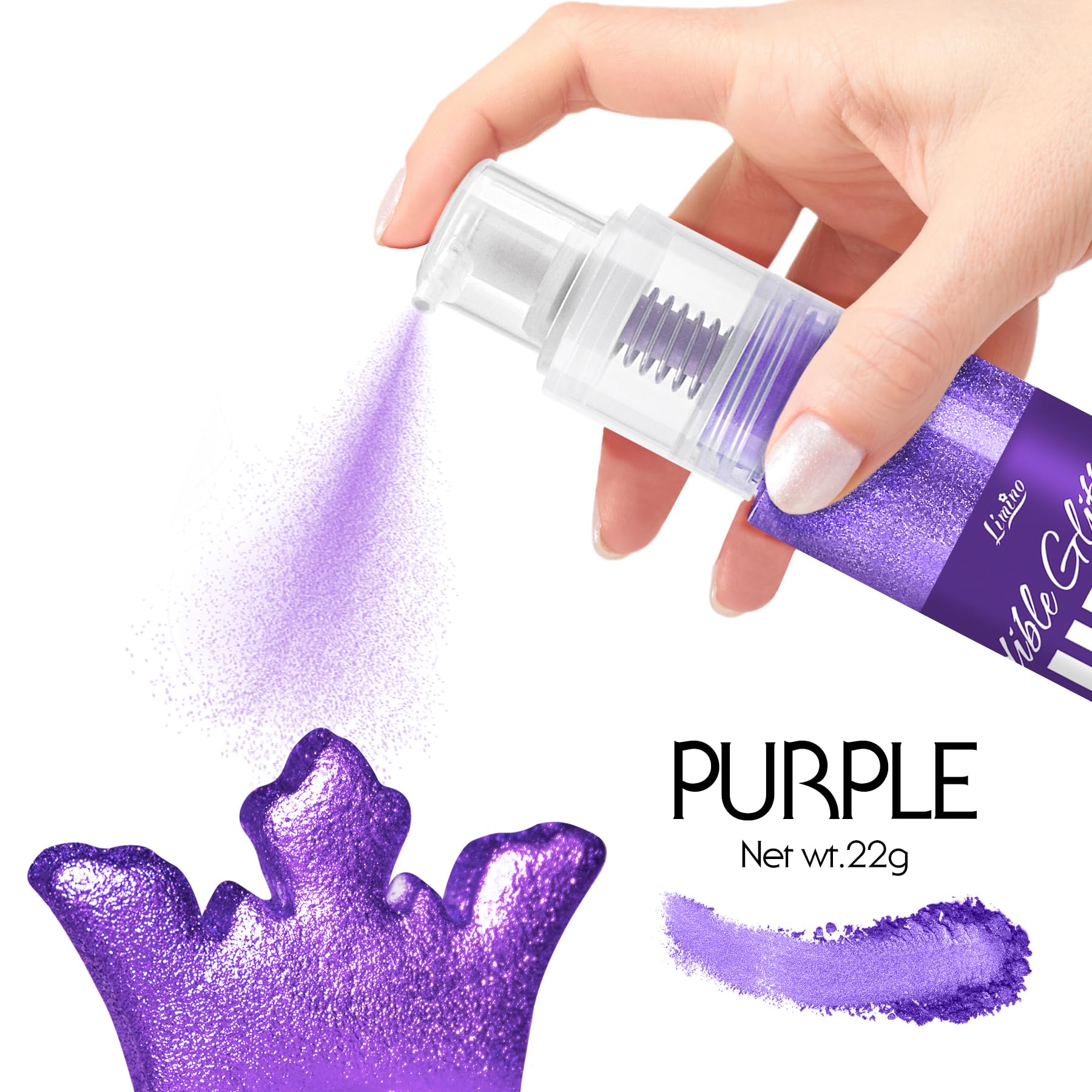 Limino glitter spray for cake decorating adds luxurious shimmer