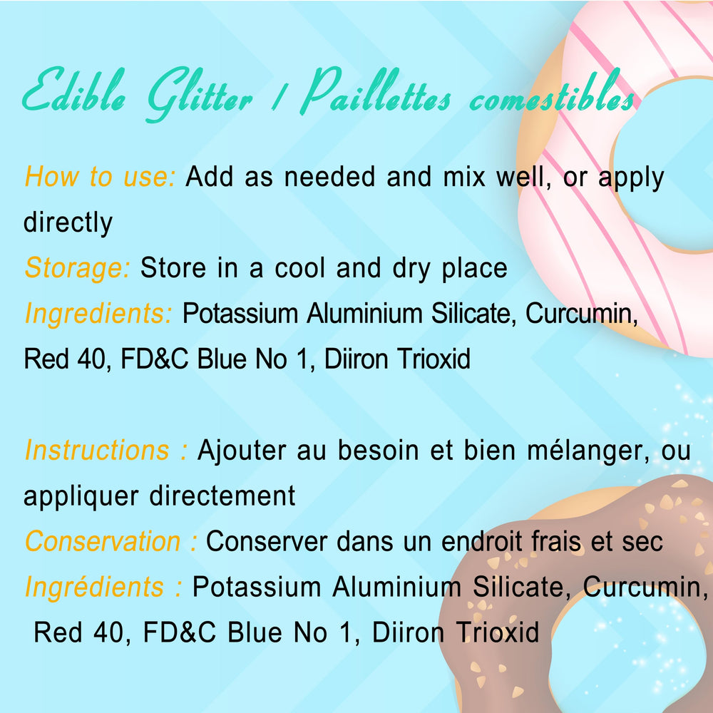Limino Edible Glitter Spray red shimmer accents on desserts and drinks.