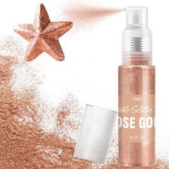 Limino Edible Glitter Spray rose gold bottle adds luxurious shimmer to drinks.