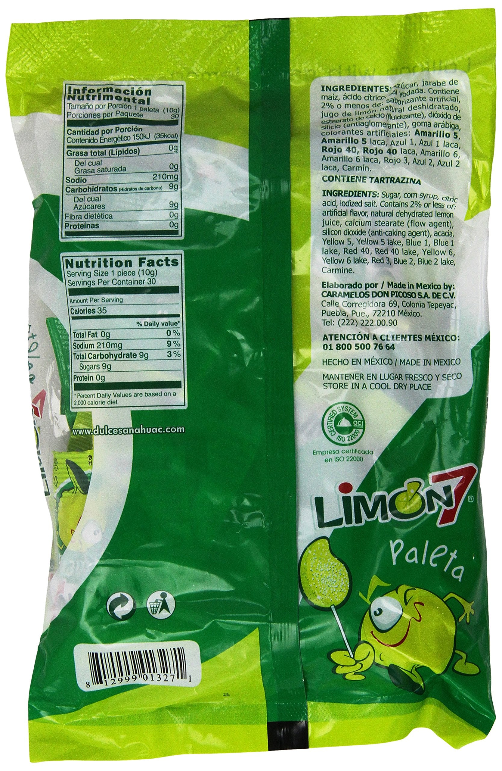 Limon 7 Paleta from Dulces Anahuac, authentic Mexican candy branding with bold flavor
