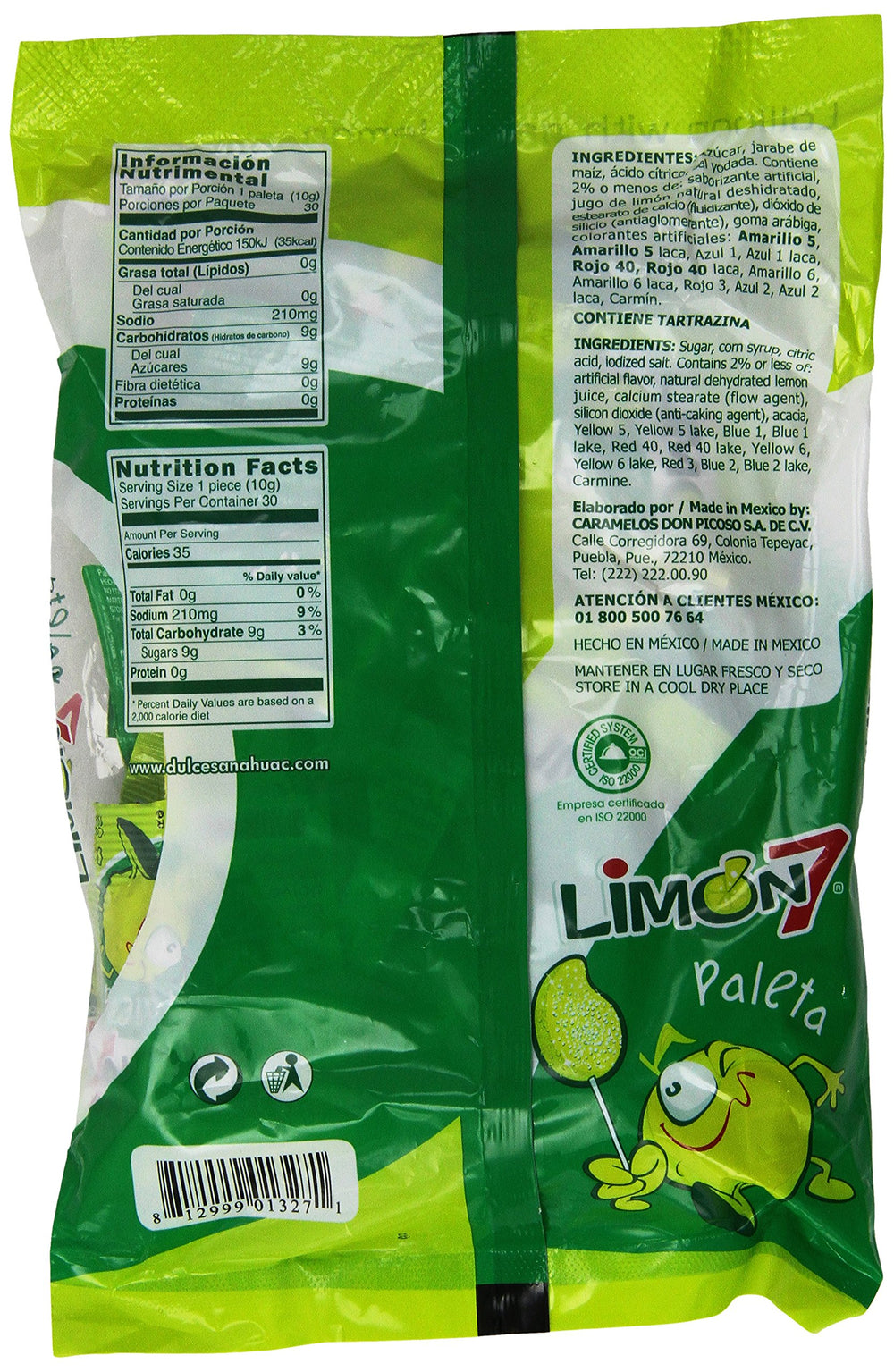 Limon 7 Paleta from Dulces Anahuac, authentic Mexican candy branding with bold flavor
