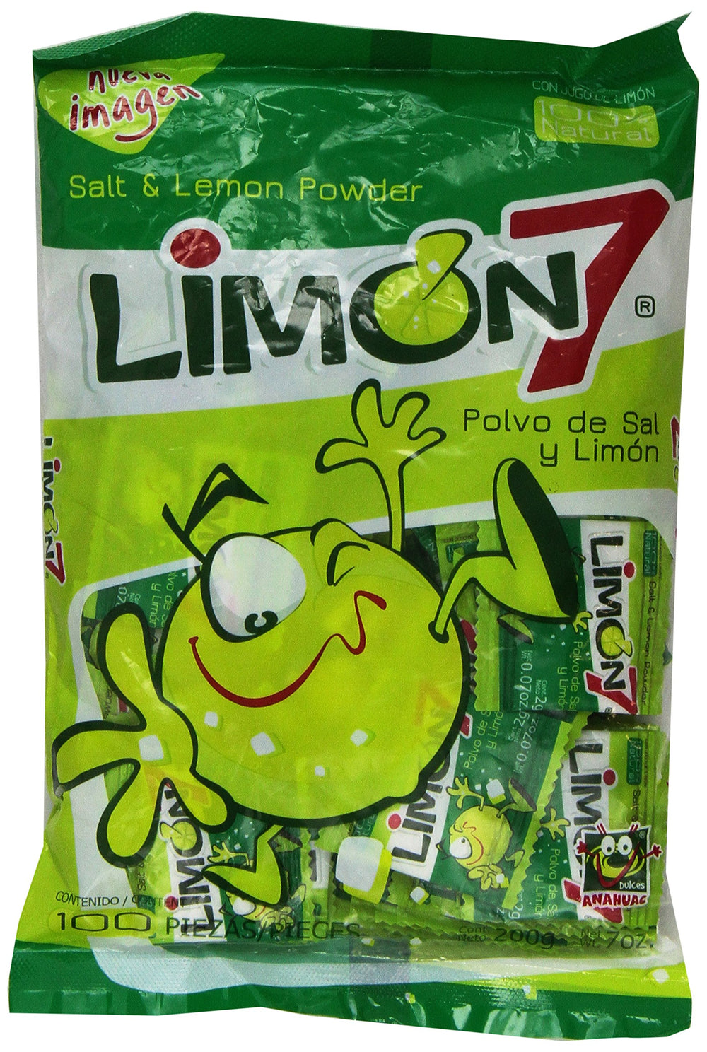Limon 7 Anahuac candy front packaging showcases tangy lemon powder for snacking
