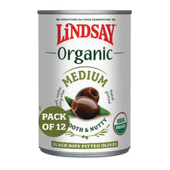 Lindsay Organic Black Ripe Olives in a jar enrich salads and antipasti.