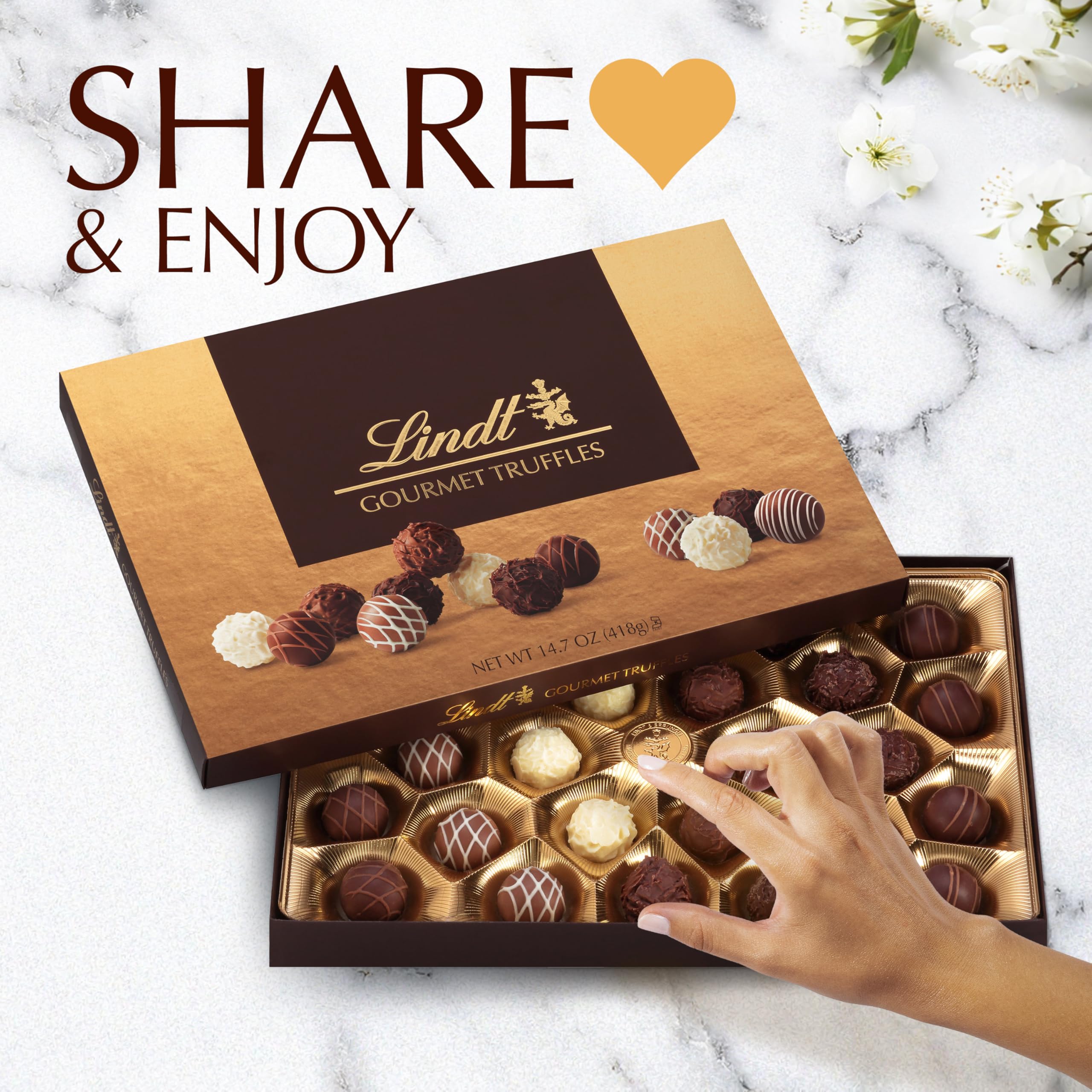 Lindt caramel dark chocolate truffles with glossy centers