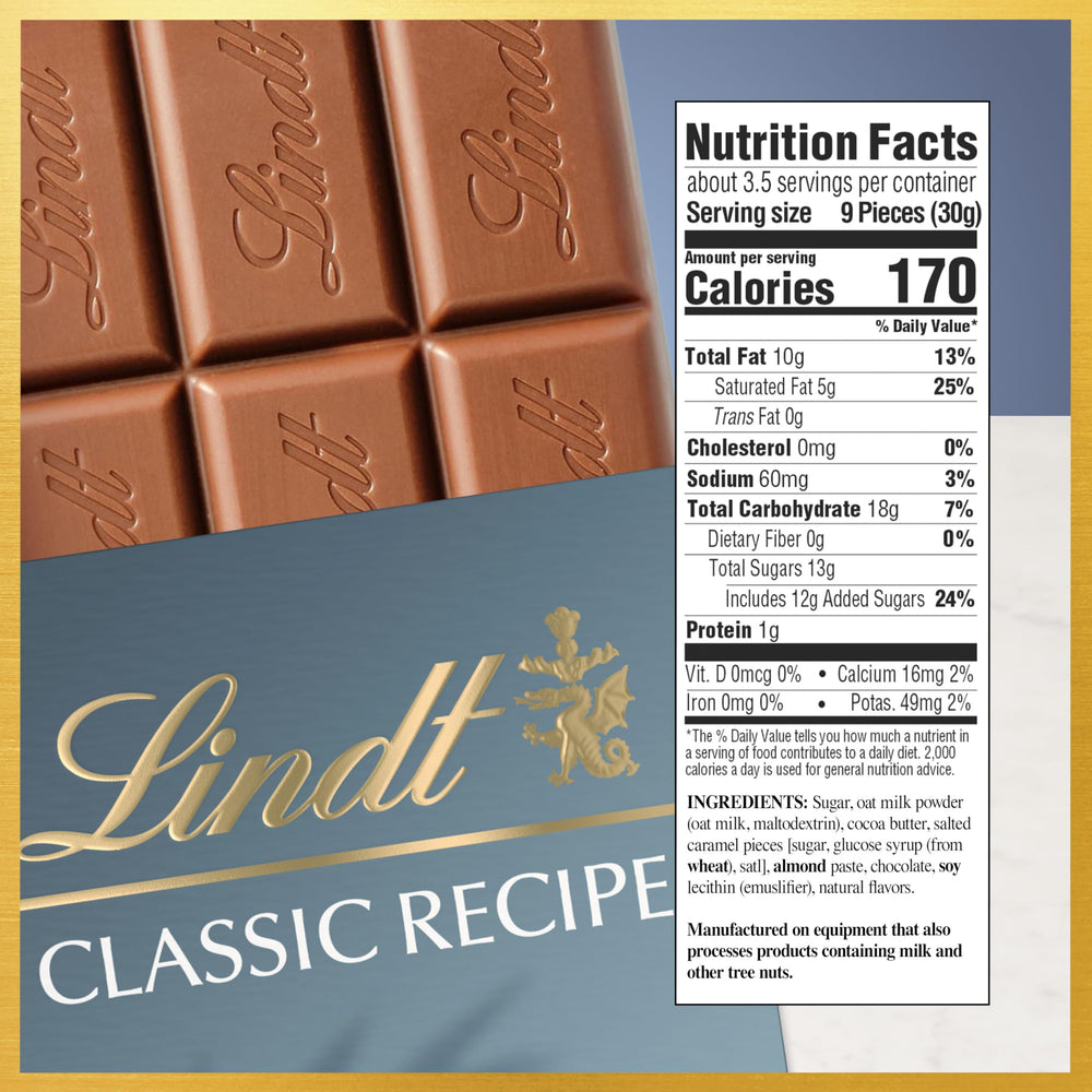 Lindt Classic OatMilk Salted Caramel Bar bite-sized pieces for quick, shareable indulgence