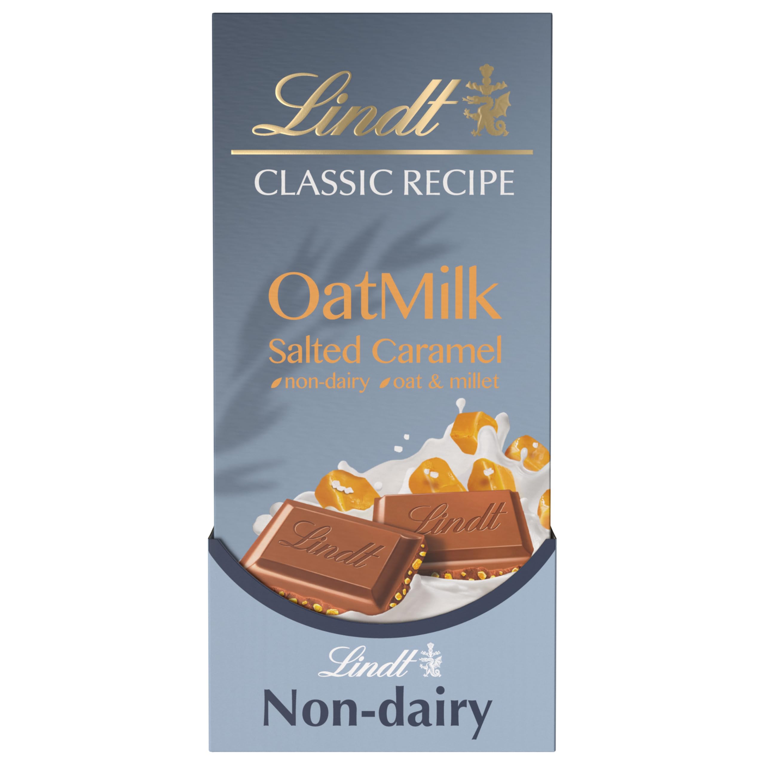 Lindt Classic OatMilk Salted Caramel Bar with crunchy salted caramel bits