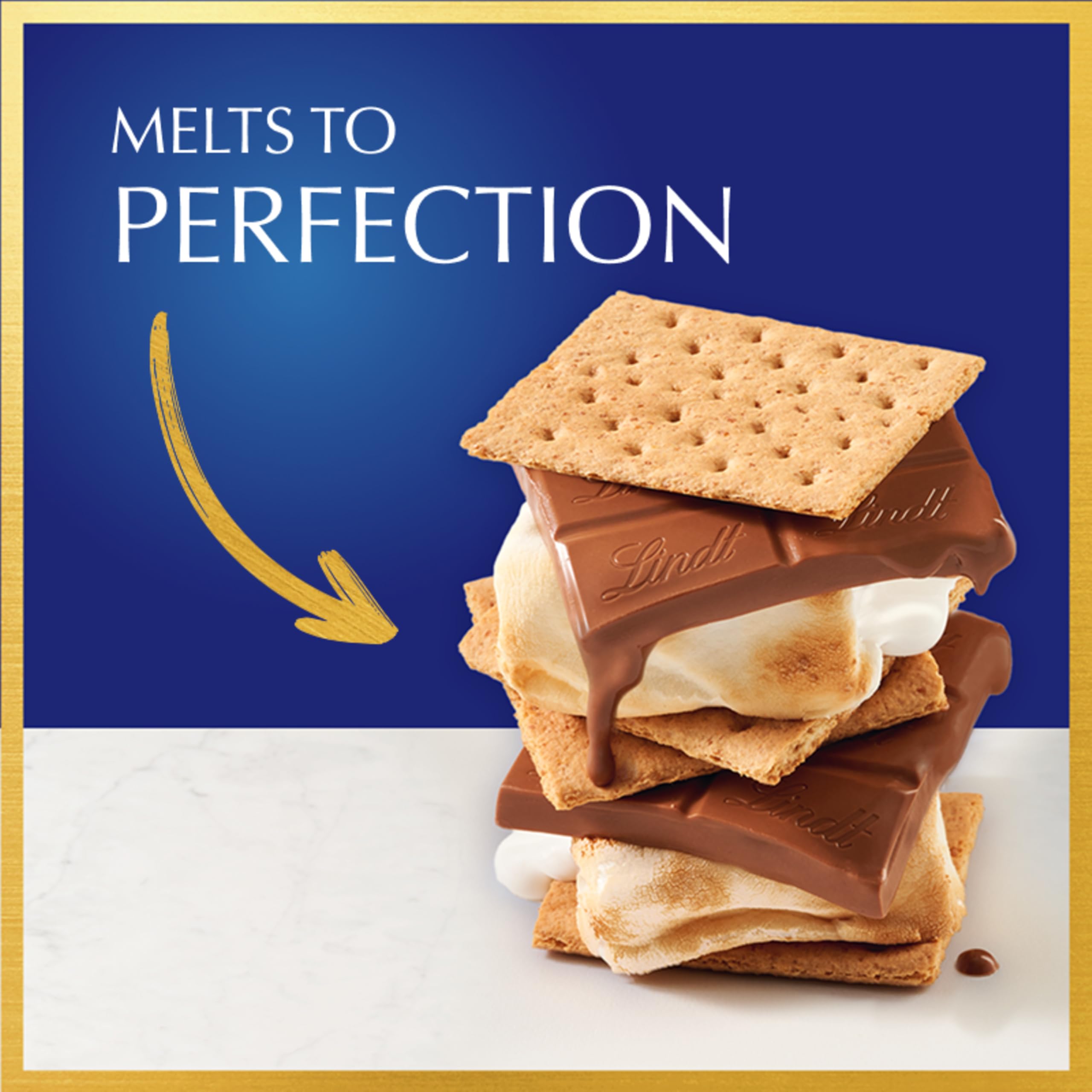 Smoothly melting Lindt CLASSIC RECIPE Milk Chocolate Bar melts in the mouth.