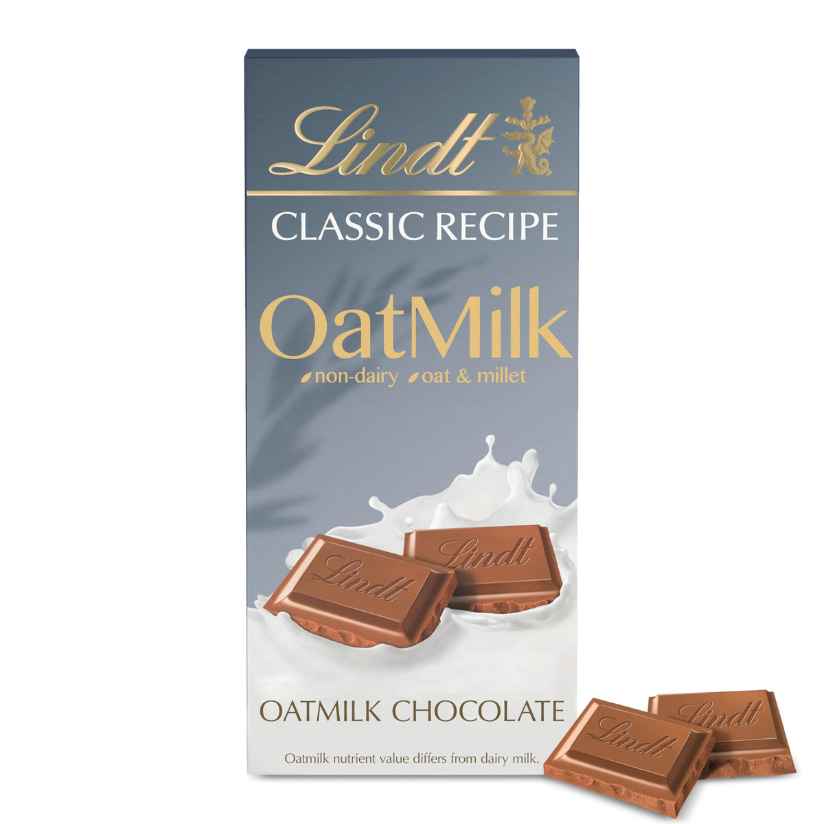 Lindt Classic Recipe Oat Milk Bar box presenting gift-ready packaging.