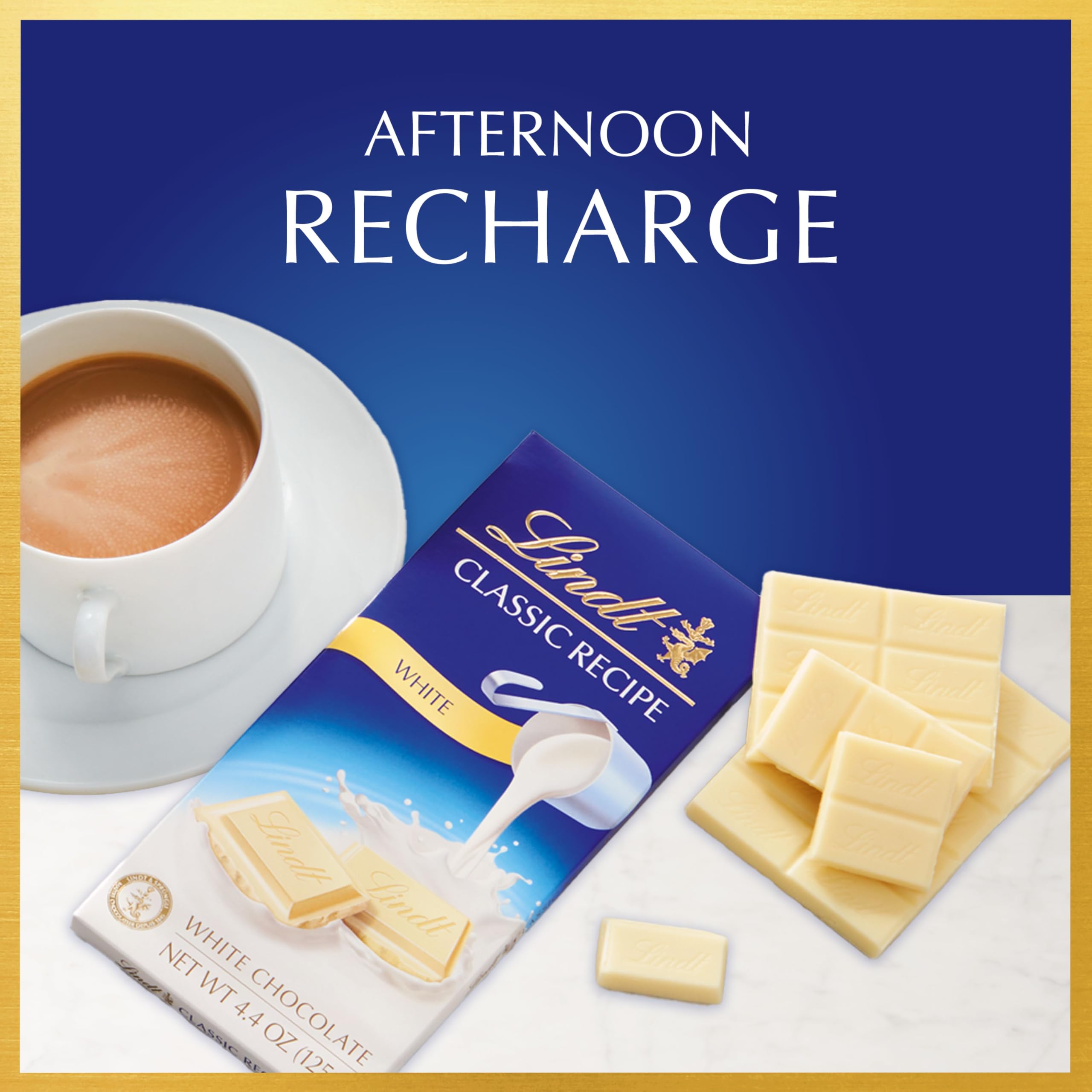 Lindt CLASSIC RECIPE White Chocolate Bar creamy texture that melts smoothly.