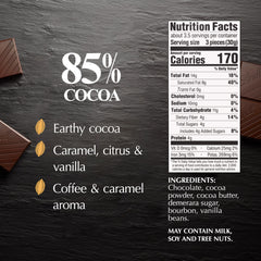 Lindt EXCELLENCE 85% bar on plate showcases silky texture for tasting.