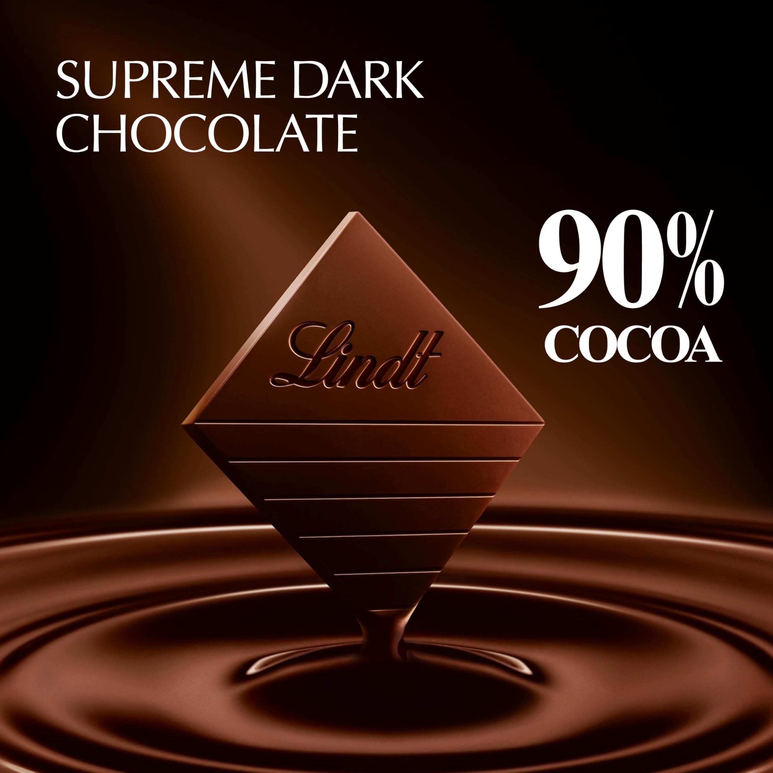Aromas of rich cocoa from Lindt Excellence 90% chocolate bar close-up