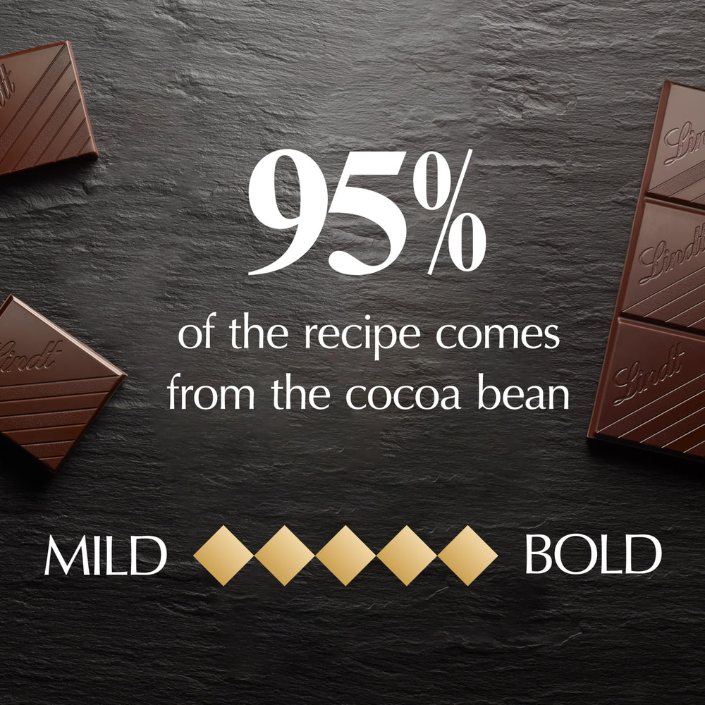 Lindt EXCELLENCE 95% bar silky texture closeup suggests luxurious melt.