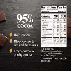 Lindt EXCELLENCE 95% bar squares closeup shows even portions for balanced bites.