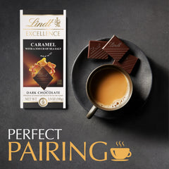 Lindt Excellence Caramel Sea Salt bar squares, ideal for sharing and tasting.