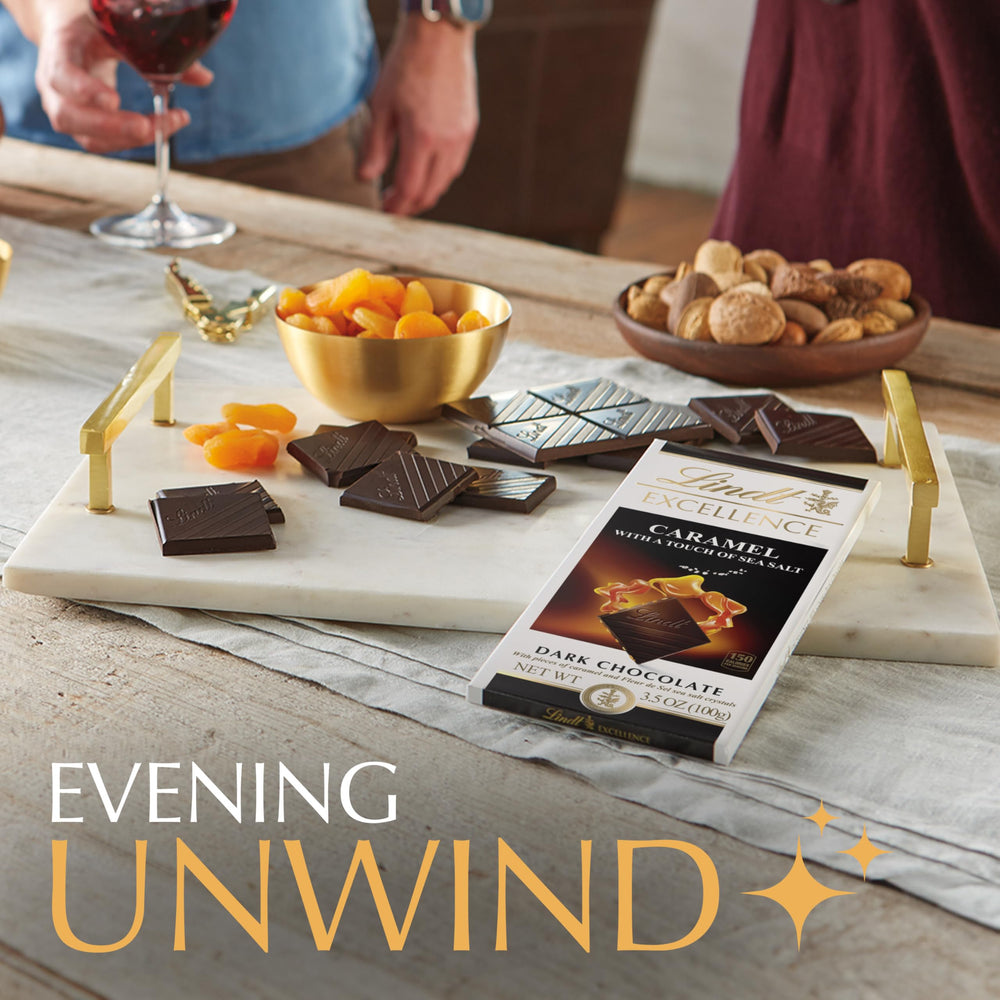 Lindt Excellence Caramel Sea Salt bar wrapped in premium packaging.