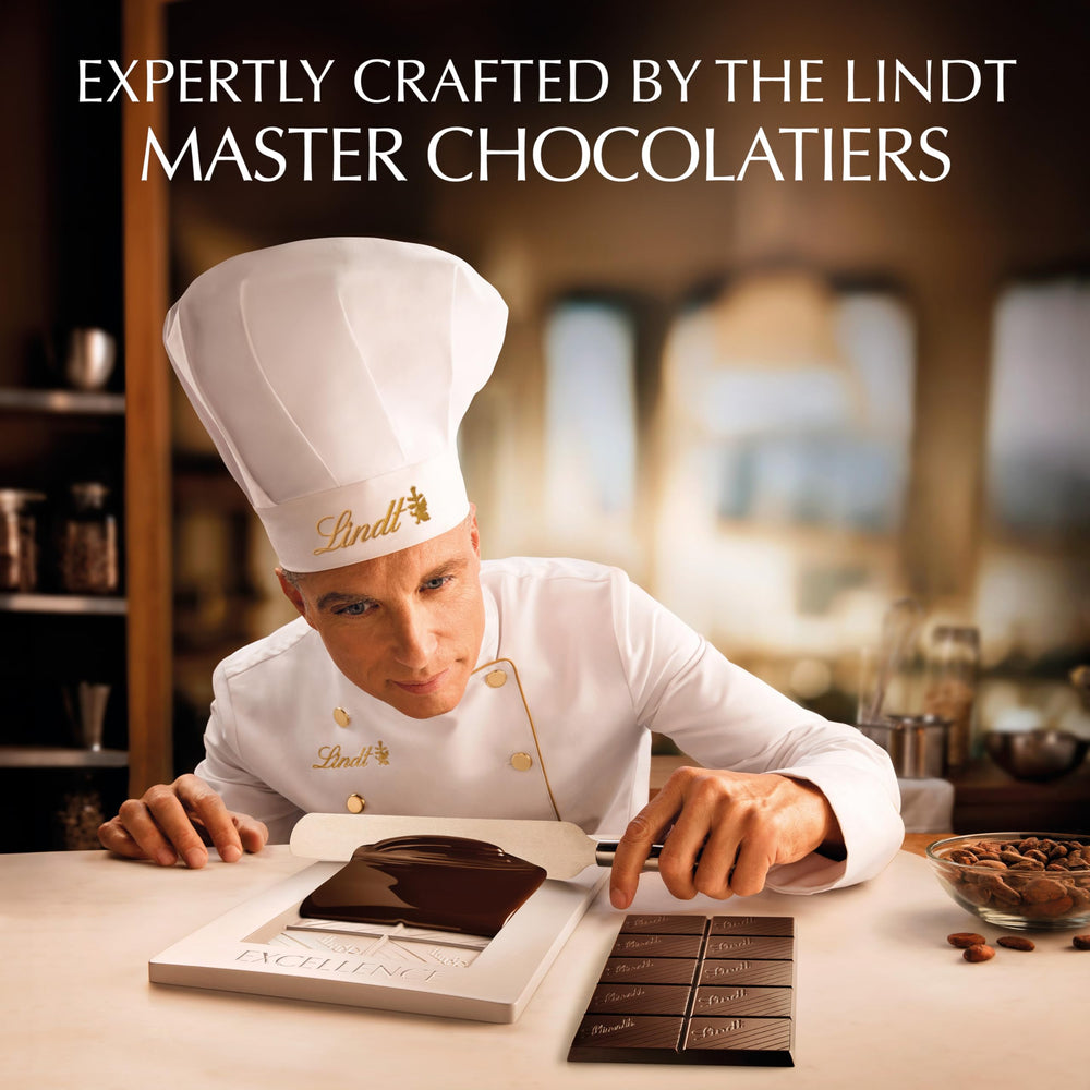 Lindt EXCELLENCE Chili Dark Chocolate Bar in a tidy kitchen setup.