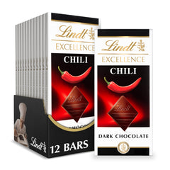 Lindt EXCELLENCE Chili Dark Chocolate Bar pack shot, ideal for gifting.