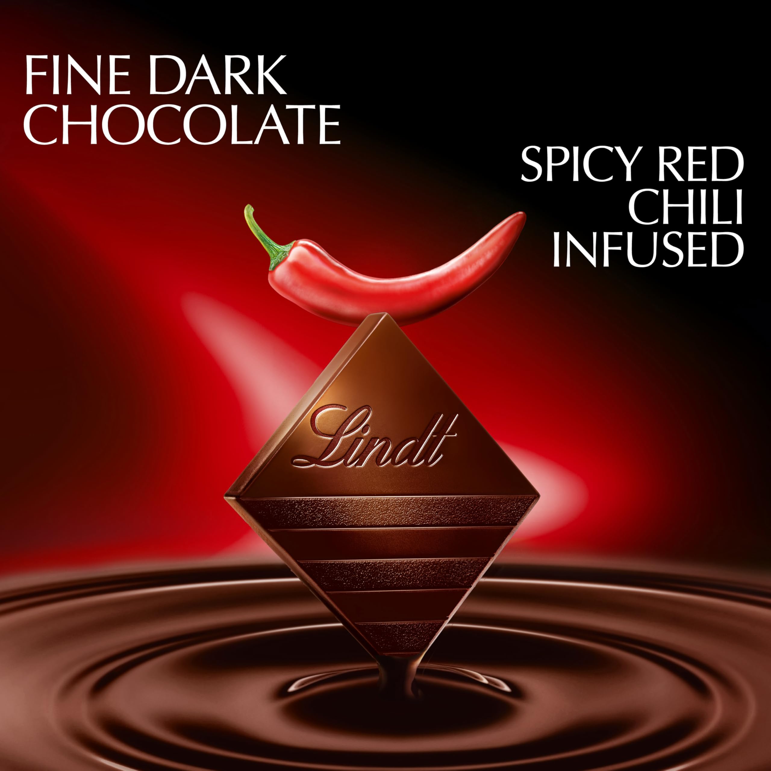Lindt EXCELLENCE Chili Dark Chocolate Bar with wine pairing idea.