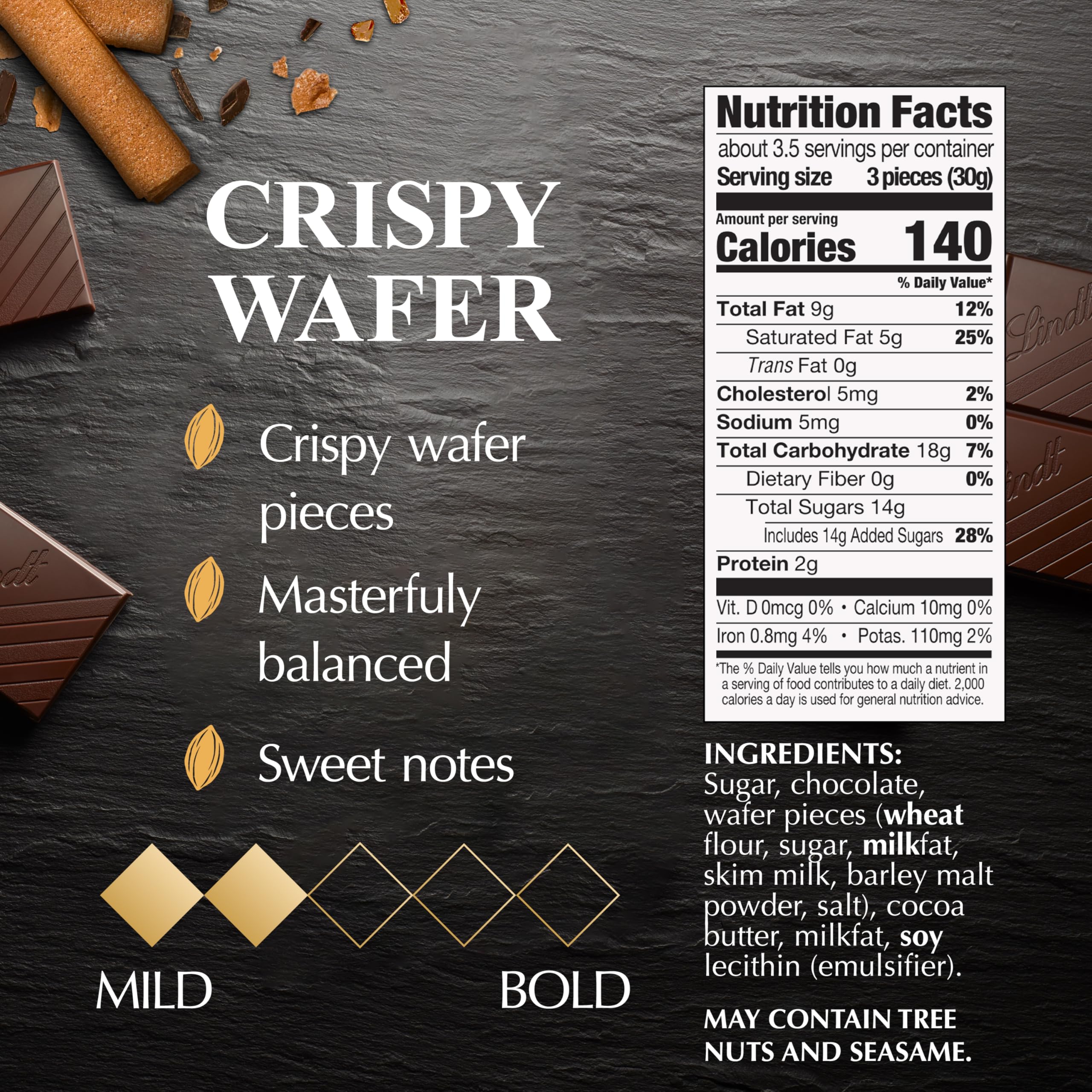Lindt EXCELLENCE Crispy Wafer bars and squares ideal for tasting and sharing.