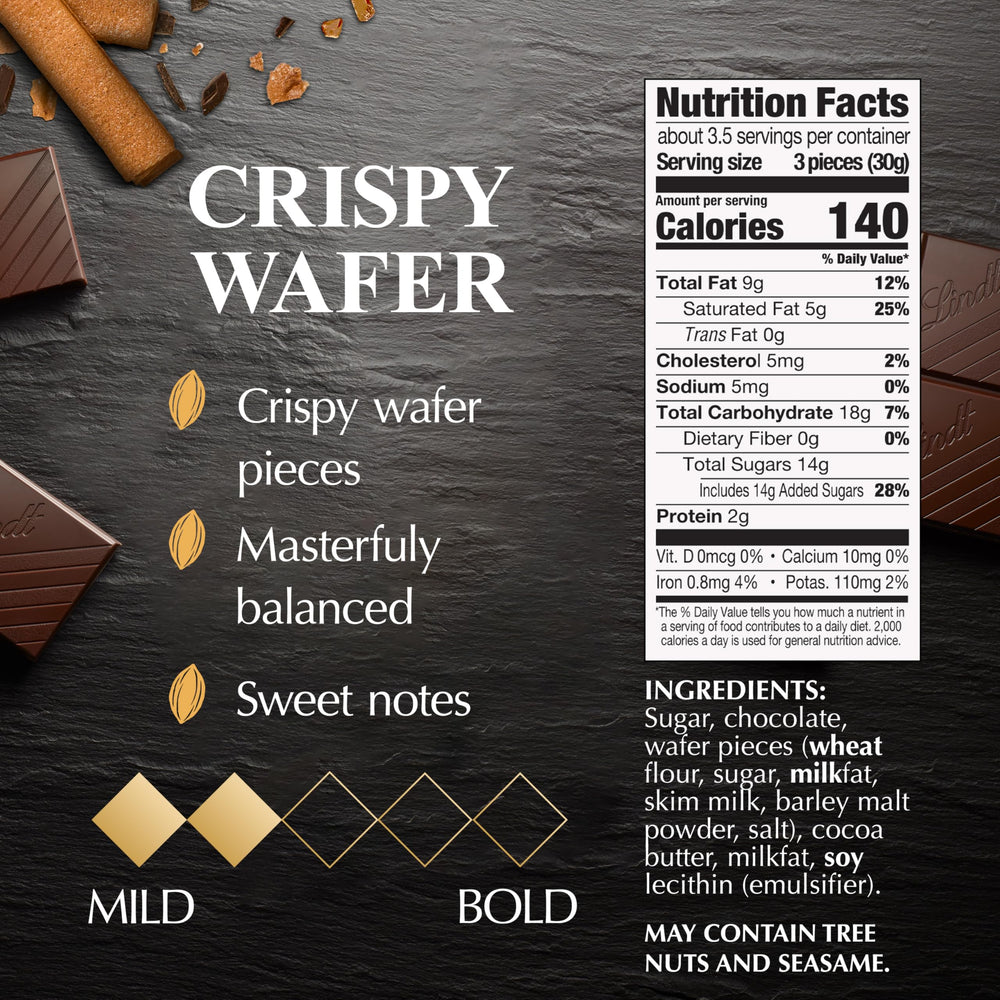 Lindt EXCELLENCE Crispy Wafer bars and squares ideal for tasting and sharing.