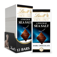 Lindt EXCELLENCE Sea Salt Dark Chocolate Bar Pack, ideal gift for connoisseurs.