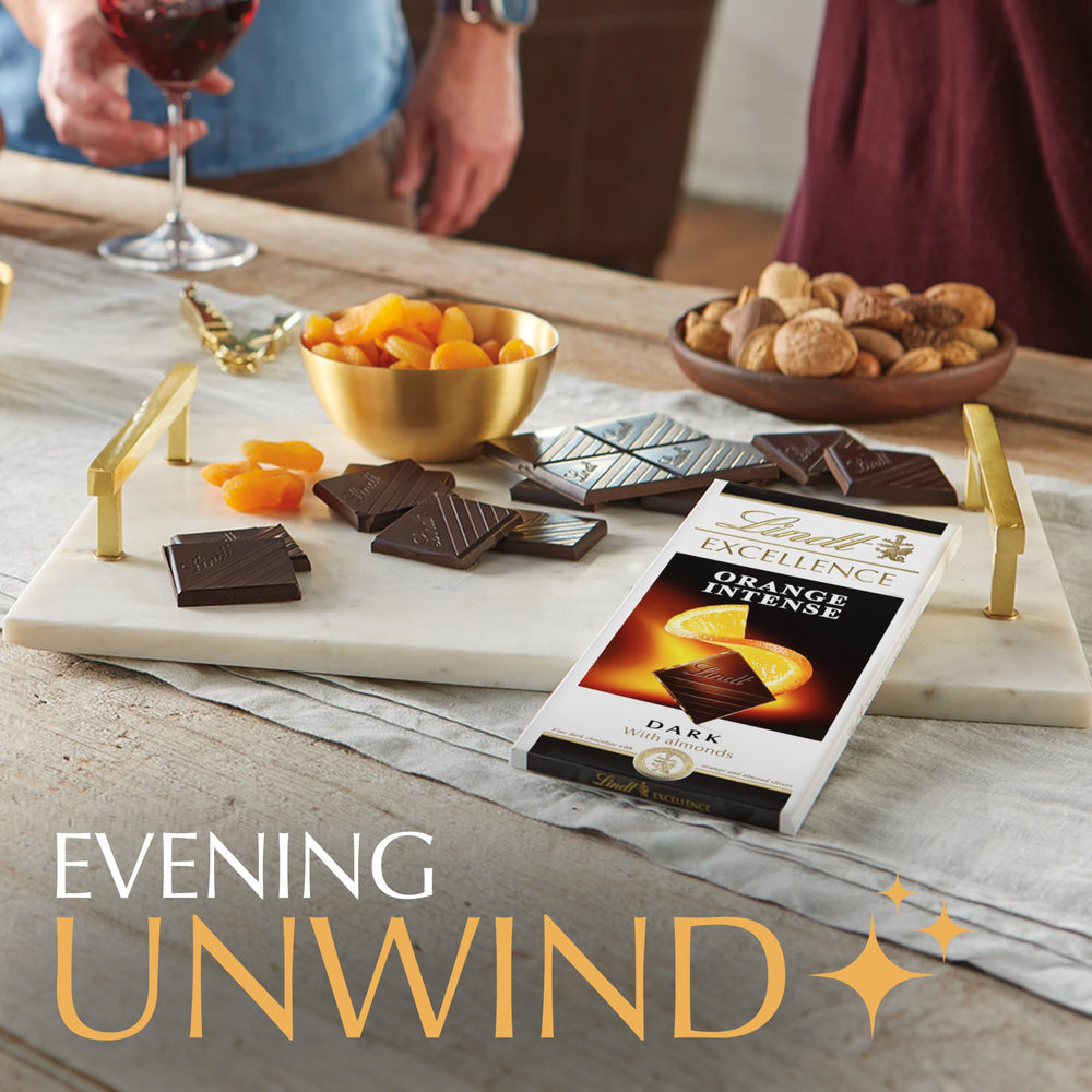 Gift-ready Lindt EXCELLENCE Intense Orange chocolate set showcased.