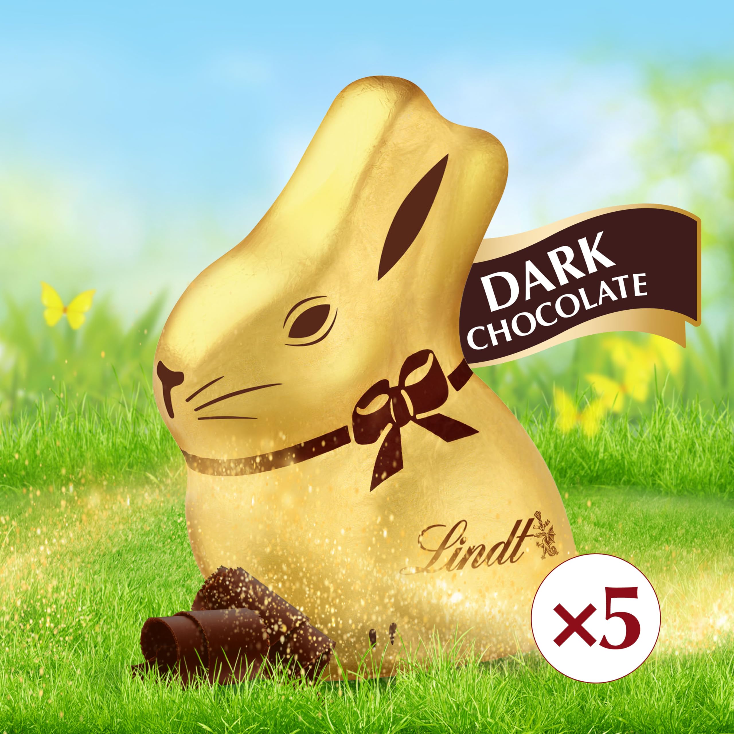 Lindt GOLD BUNNY mini hollow bunnies on display for celebration.