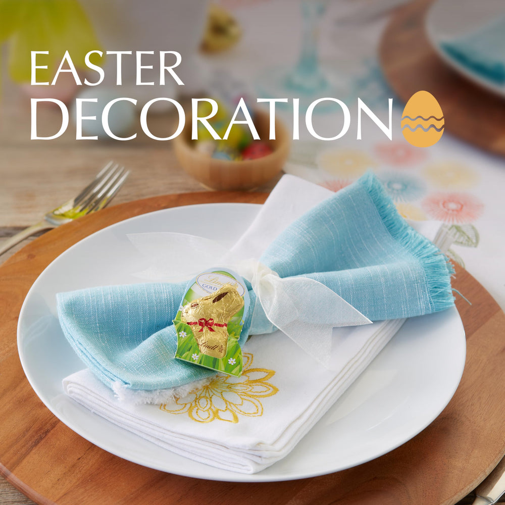 Lindt GOLD BUNNY table centerpiece candy, elegant gold-wrapped bunnies for seasonal decor.