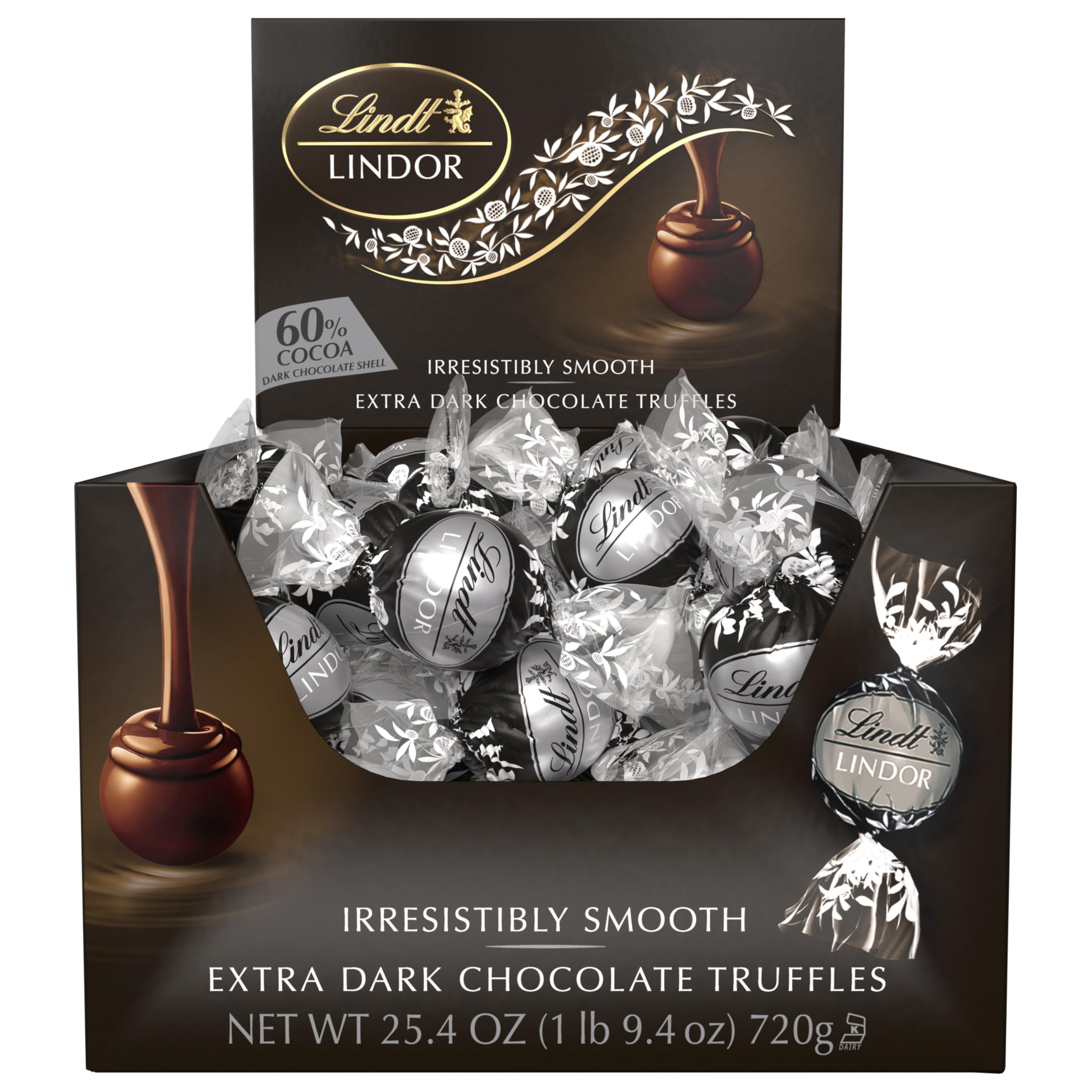 Lindt LINDOR 60% truffles with premium ingredients for refined indulgence