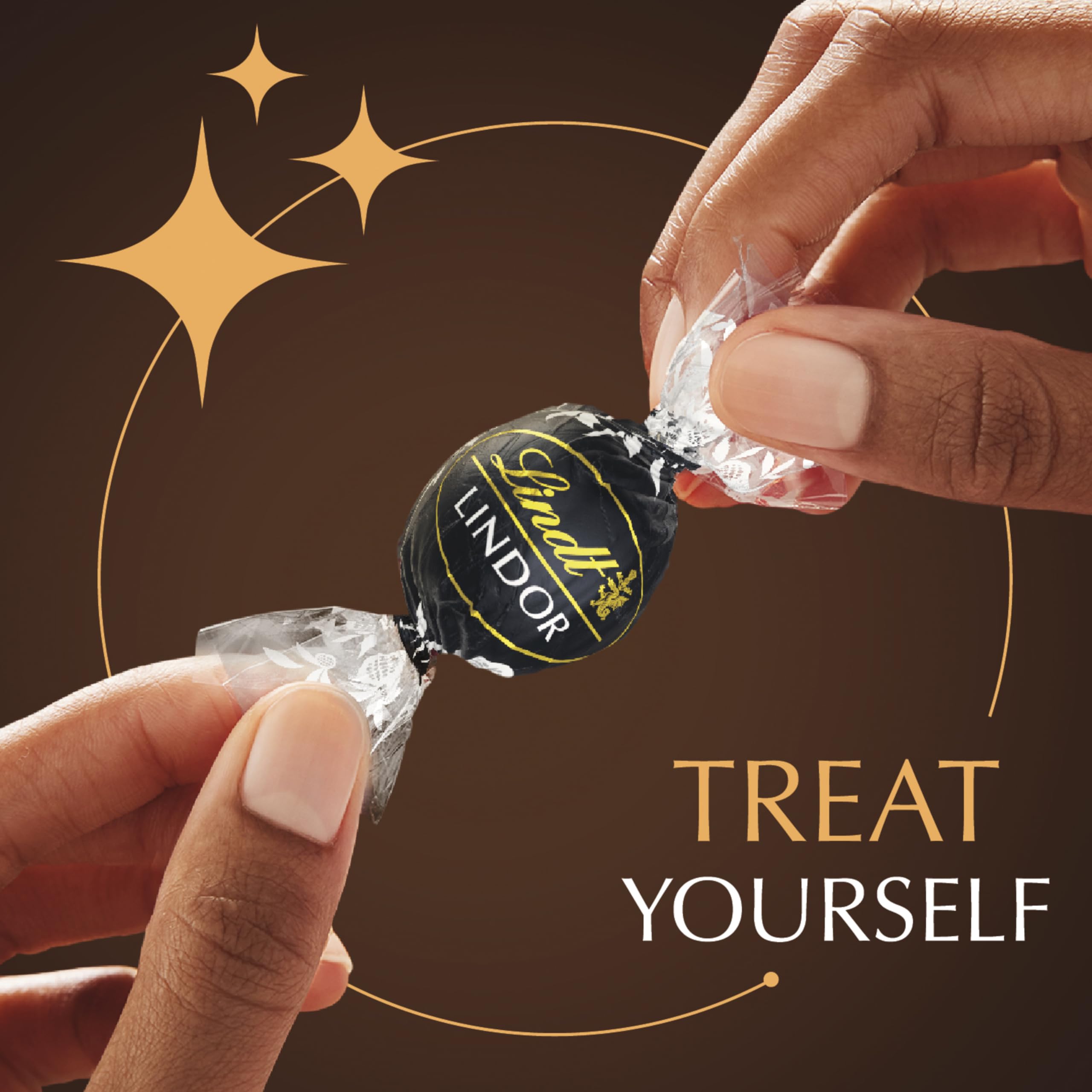 Lindt LINDOR 60% dark chocolate shell detail with rich texture