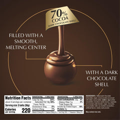 Lindt Lindor 70% truffles close-up shell reveals rich interior.