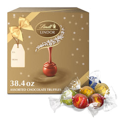 Lindt LINDOR 90-count gift box front view, ideal for gifting at celebrations.