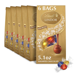 Lindt Lindor assorted truffles bag front view, ideal for gifting.