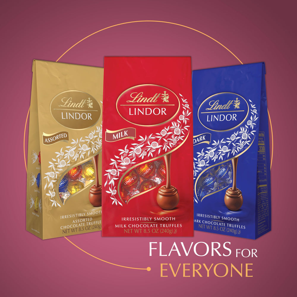 Lindt LINDOR Birthday Cake truffles ingredients, premium chocolate components.