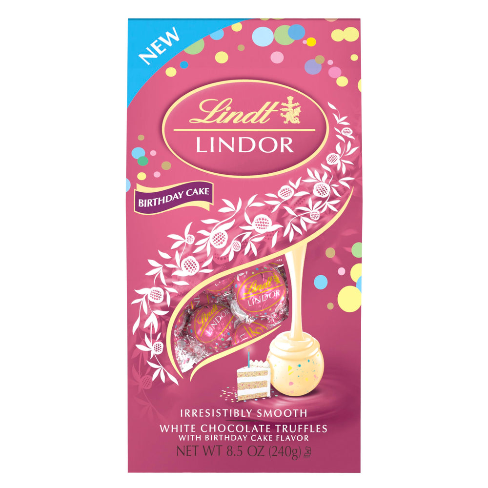 Lindt LINDOR Birthday Cake truffles serving, ideal for sharing moments.
