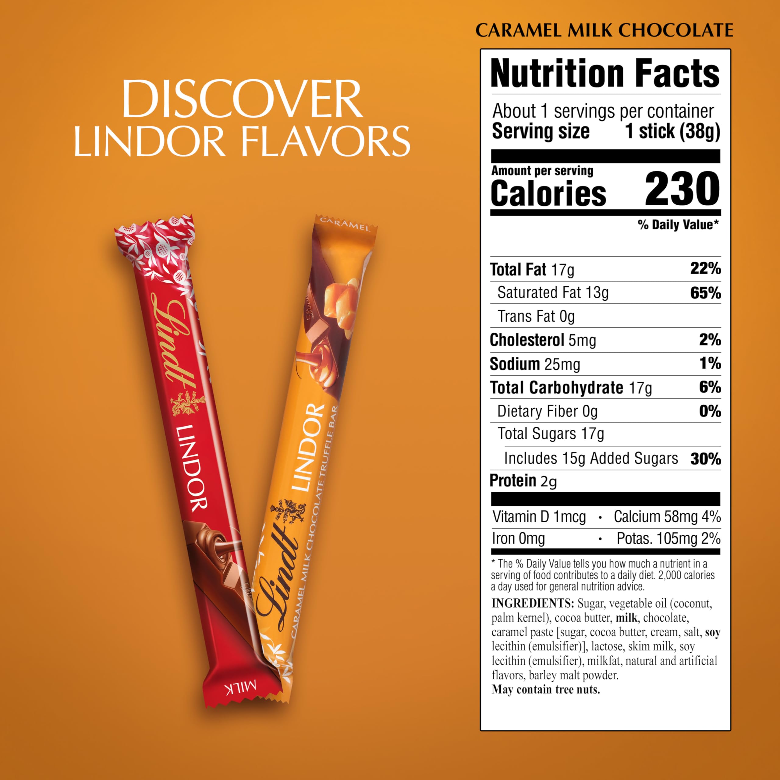 Lindt Lindor Caramel Bar center close-up reveals creamy melting caramel core