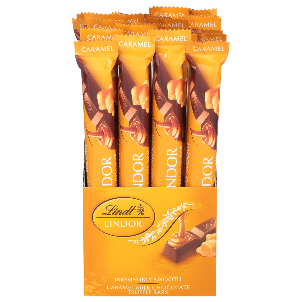 Lindt Lindor Caramel Bar kitchen scene as a quick snack break