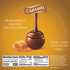 Lindt Lindor Caramel Milk Chocolate truffles closeup, showcasing a smooth melting center.